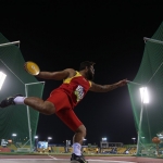 Kim López, durante la prueba de lanzamiento de disco T12 en el Mundial de Atletismo Doha 2015.