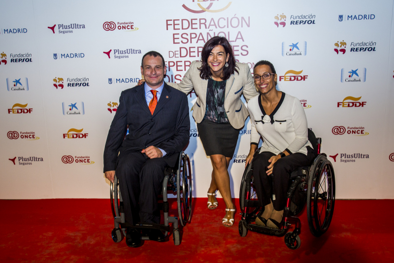 José Alberto Álvarez, María José Rienda y Teresa Perales, en la Gala del 50 Aniversario de la FEDDF