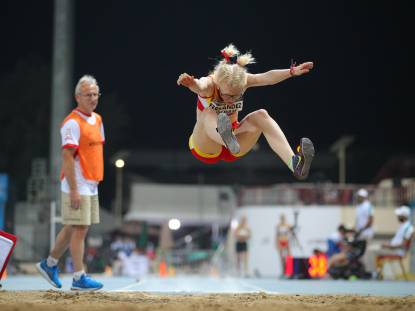 Sara Fernández, durante su participación en la prueba de Longitud T12 en el Mundial Dubái 2019