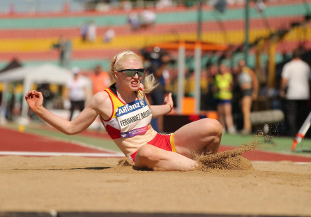 Sara Fernández, en la final de Longitud del Europeo de Berlín.