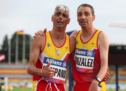 Pampano y González, tras su participación en la prueba de 400 metros T36 del Europeo de Berlín.