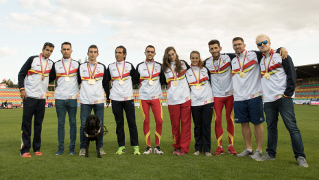 Atletas españoles que consiguieron la medalla de oro en el Campeonato de Europa disputado en Berlín.