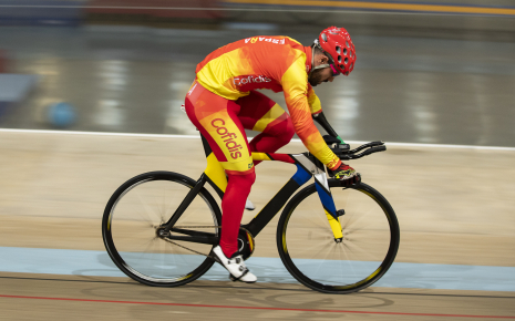 Alfonso Cabello, con la selección española en el Mundial de Ciclismo en Pista de Apeldoorn 2019.