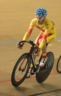 Eduardo Santas, con la selección española en el Mundial de Ciclismo en Pista de Apeldoorn 2019.