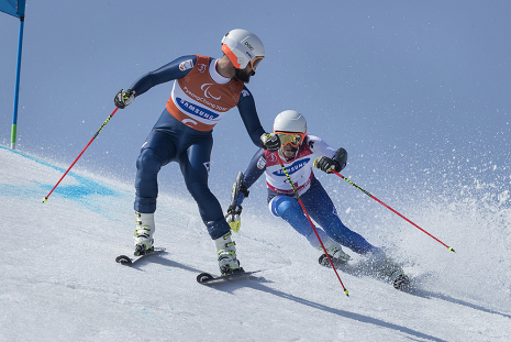 Imagen de Jon Santacana y Miguel Galindo en el gigante de los Juegos Paralímpicos de Pyeongchang 2018.