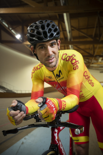 Maurice Eckhard, con la selección española en el Mundial de Ciclismo en Pista de Apeldoorn 2019.