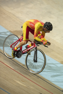 Maurice Eckhard, con la selección española en el Mundial de Ciclismo en Pista de Apeldoorn 2019.
