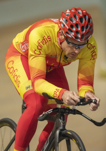 Pablo Jaramillo, con la selección española en el Mundial de Ciclismo en Pista de Apeldoorn 2019.