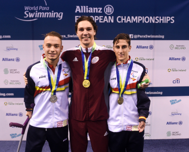 Íñigo Llopis, plata, y Sergio Martos, bronce, en los 100 espalda S8 del Campeonato de Europa Dublín 2018