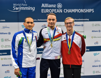 Campeón de Europa de 400 libres S8. Íñigo Llopis, en el podio del Europeo de Dublín 2018