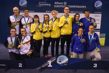 Relevo 4x100 libre mixto discapacidad visual (I. Salguero, I. Oliver, M. Polo y M. Delgado) plata en Dublín 2018