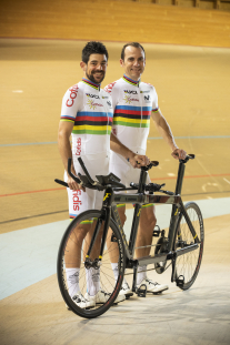 El tándem Ignacio Ávila-Joan Font, con la selección española en el Mundial de Ciclismo en Pista de Apeldoorn 2019.