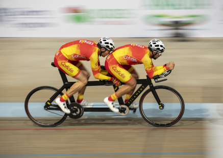 El tándem Ignacio Ávila-Joan Font, con la selección española en el Mundial de Ciclismo en Pista de Apeldoorn 2019.