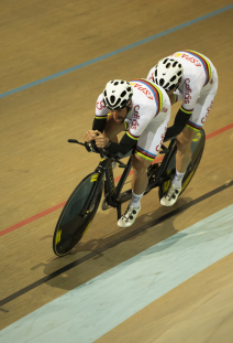 El tándem Ignacio Ávila-Joan Font, con la selección española en el Mundial de Ciclismo en Pista de Apeldoorn 2019.