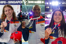 Nahia Zudaire, Mahamadou Dambelle y Berta García. Foto:Calvin Teoh (IPC).