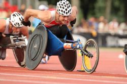 Roger Puigb, en la final de los 5.000 metros (clases T53-54) del Mundial de Lyon 2013