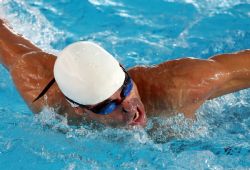 Miguel Luque durante los 50 metros espalda (S5), del Campeonato del Mundo de Natacin Paralmpica en Montreal, Canad.