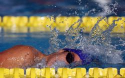 Israel Oliver durante la final de los 400 metros libre (S11), del Campeonato del Mundo de Natacin Paralmpica en Montreal, Canad.