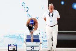 Jaime Bailn se prepara para la serie de los 100 metros mariposa (S8), del Campeonato del Mundo de Natacin Paralmpica en Montreal, Canad.