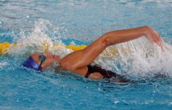 Julia Castell durante la serie de los 100 metros espalda (S6), del Campeonato del Mundo de Natacin Paralmpica en Montreal, Canad.