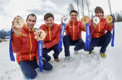 Gabriel Gorce, Arnau Ferrer, Miguel Galindo y Jon Santacana, con sus medallas de Sochi 2014