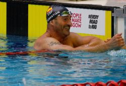 Sebastin Rodrguez en la llegada del 200m libres en Glasgow 2015