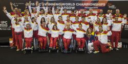 fOTO DEL EQUIPO PARALMPICO ESPAOL EN EL MUNDIAL DE NATACIN DE GLASGOW 2015