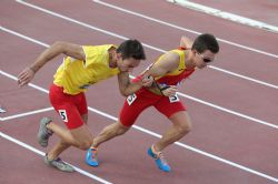 Gerard Descarrega Plata Mundial Atletismo Doha2015 en 400m T11 con Marcos Blanquio