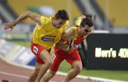 Gerard Descarrega y Marcos Blanquio semis 400m T11 Mundial Atletismo Doha 2015