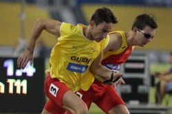 Gerard Descarrega y Marcos Blanquio semis 400m T11 Mundial Atletismo Doha 2015