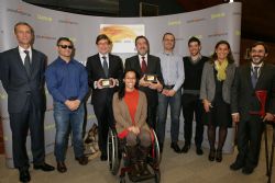 Acto de presentacin de la Tarjeta Paralmpicos de Bankia con los deportistas David Casinos, Teresa Perales, Ignacio vila y Joan Font