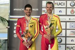 Ignacio vila y Joan Font PLATA en persecucin tndems Campeonato del Mundo Ciclismo en pista Montichiari 2016