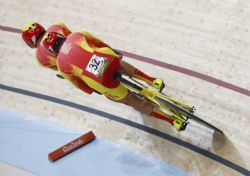 Ignacio vila y Joan Font (deportista de apoyo) durante la prueba de ciclismo de persecucin que se ha celebrado durante la primera jornada de los Juegos Paralmpicos de  Rio 2016.