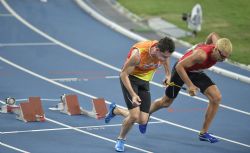 Joan Munar y su gua Juan Enrique Valls, 400m lisos T12 en los Juegos Paralmpicos de Rio 2016