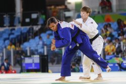 Mónica Merenciano durante uno de sus combates de la competición de judo hasta 57 kilos de los Juegos Paralímpicos de Rio 2016