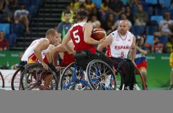 Momento del partido de BSR de Espaa contra Canad.