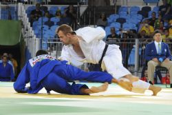 El sevillano Abel Vzquez durante su combate frente al judoka local Arthur Cavalcante en la competicin de judo hasta 90 kilos