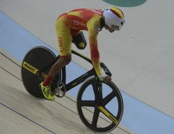 Juanjo Mndez, en el veldromo de Ro durante la carrera.