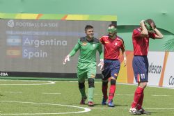 La Seleccin Espaola de Ftbol 5 contra Argentina en la fase de preliminares. Jornada 5 de los Juegos Paralmpicos de Ro de Janeiro 2016