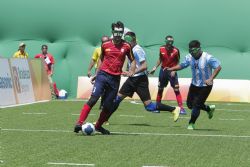 La Seleccin Espaola de Ftbol 5 contra Argentina en la fase de preliminares. Jornada 5 de los Juegos Paralmpicos de Ro. Espaa pierde por 1-0