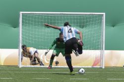 La Seleccin Espaola de Ftbol 5 contra Argentina en la fase de preliminares. Jornada 5 de los Juegos Paralmpicos de Ro. Espaa pierde por 1-0