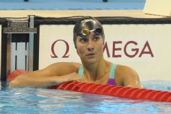 Sarai Gascn, tras la final de 200 estilos, en la que logr la medalla de plata.