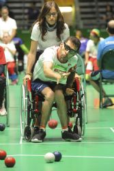 Jos Manuel Prado durante su participacin en la primera jornada de la competicin paralmpica de boccia.