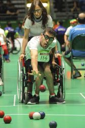 Jos Manuel Prado, durante la competicin de boccia en la categora BC1/BC2