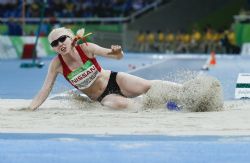 Sara Fernndez en la final de salto de longitud de los Juegos de Ro 2016. Obtuvo el octavo puesto con una distancia de 4.47 metros