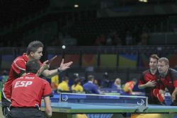 José Manuel Ruiz Reyes y Jorge Cardona en los cuartos de final contra la República Checa. Obtuvieron resultado favorable a España de 2 sets a 1. Juegos Paralímpicos de Río 2016