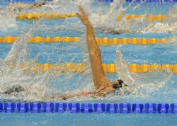 La zaragonza, Mara Delgado, medalla de bronce en la final de 100 metros espalda con un tiempo de 1,12,,73 que marc un nuevo rcord de Espaa.