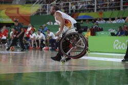 Asier Garca (13), en un momento del Espaa-Gran Bretaa (69-63) de semifinales del torneo paralmpico de baloncesto