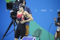 Mara Delgado en la final de 50 libres (S12). Se subi al podo en tercera posicin con un tiempo de 29,,03