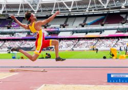 Xavi Porras participa en salto de longitud en el Campeonato del Mundo de Atletismo Paralmpico de Londres.